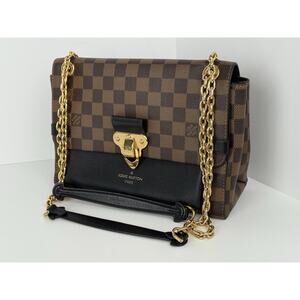 Louis Vuitton Vavin Damier Ebene Chain Strap Shoulder Bag in Brown Coated Canvas